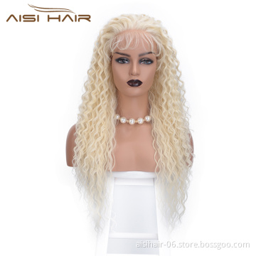 Lace Frontal Wig Deep Wave Long Wavy Blonde Wig Afro Kinky Curly Cosplay For Black Women Front Lace Hair Wigs